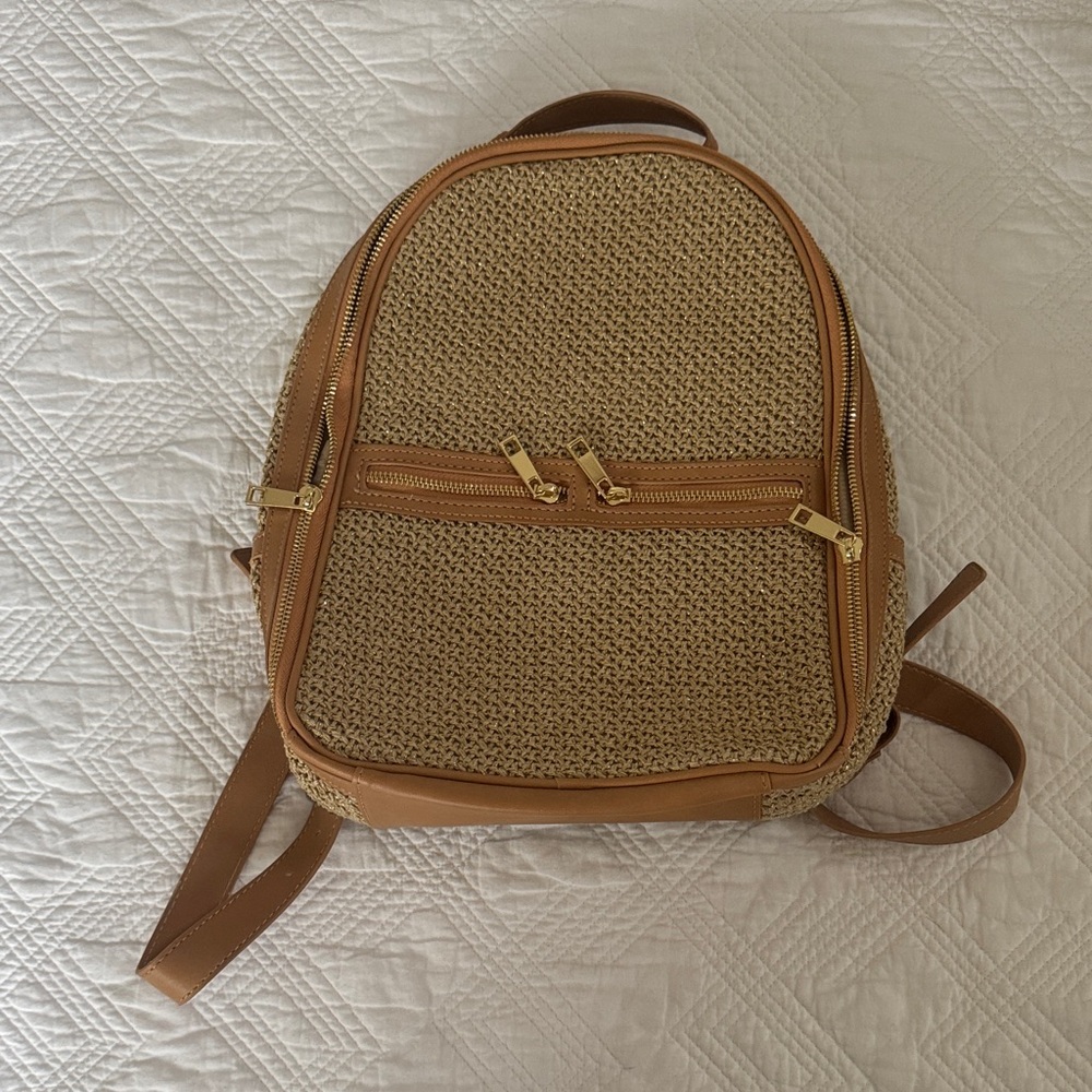Tommy Bahama Woven Tan and Brown Backpack